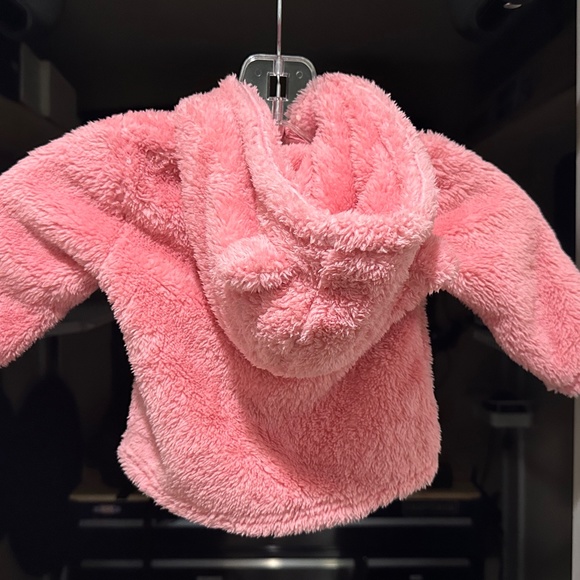 Eddie Bauer Baby Girl 6-9month pink hooded zip up fleece - Picture 2 of 3